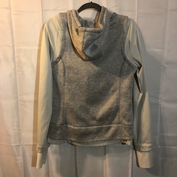 Mondetta White and Oatmeal Zip Up Hoodie with Thumb Holes - Size L - Picture 5 of 5